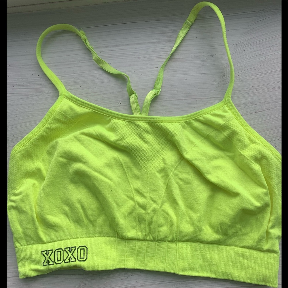 XOXO neon yellow/green racerback sports bra